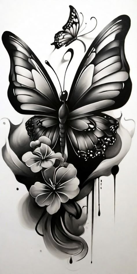 Tattoo Design Neck, Butterfly With Flowers, Cover Up Tattoos For Women, Butterfly Tattoo Design, Realistic Tattoo Sleeve, Butterfly Tattoos For Women, Tattoos For Women Flowers, Tattoos For Women Half Sleeve, Female Tattoos