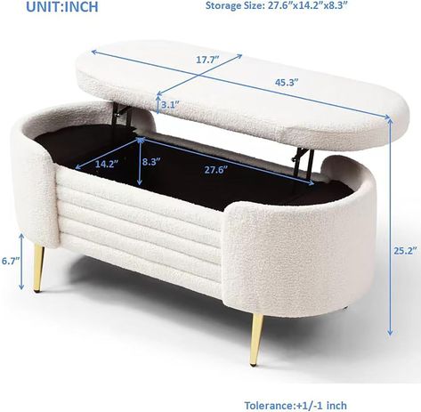 Amazon.com: Kurhwyss Storage Ottoman Bench with Lift Top, Modern Upholstered Entryway Bench with Solid Gold Metal Legs, Large Shoe Storage Bench for Bedroom End of Bed, Living Room, Entryway, Hallway (Beige) : Home & Kitchen Sofa Design In Bedroom, Ottoman In Bedroom, Bed Bench Ideas, Ottoman Bench Bedroom, Hallway Beige, Large Shoe Storage, Entryway Bench With Shoe Storage, Storage Bench For Bedroom, Entryway Bench Ideas