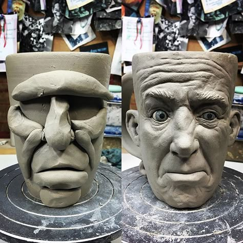 This is what Peter was talking about when he said rough it in first Sculpture Art Clay, Clay Sculptures, Cerámica Ideas, Sculptures Céramiques, Clay Faces, Tanah Liat, Ceramic Techniques, Face Mug, Pottery Handmade