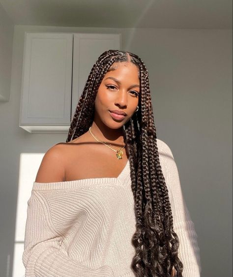 Fall Box Braids Black Women, Curly Braids For Black Women, Curly Box Braids, Big Box Braids Hairstyles, Box Braids Hairstyles For Black Women, Cute Box Braids Hairstyles, Twist Braid Hairstyles, Protective Hairstyles Braids, Box Braids Styling