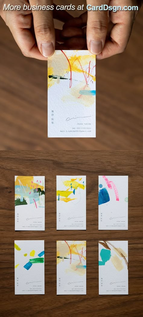 Unique Business Cards Creative, Artist Business Cards Design, Business Card Typography, Painter Business Card, Business Cards Modern, Business Card Gallery, Digital Business Cards, Stationery Business Card, Watercolor Branding