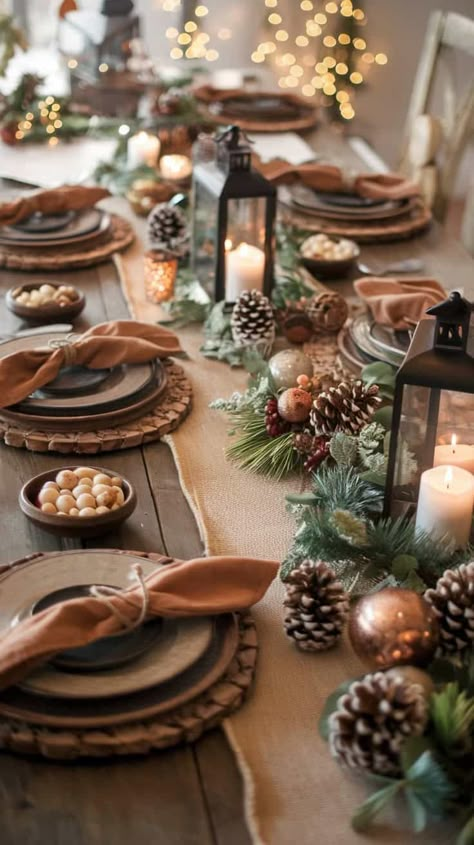 Elevate your holiday dining experience with these 20 creative New Year decoration ideas for festive Christmas table settings. Get inspired and make your dinner table shine! Table Settings Round Tables, Christmas Table Settings Elegant Red, Elegant Dining Table Decor, Christmas Table Settings Elegant, Dinner Table Settings, Christmas Dinner Table Settings, Christmas Dessert Table, Christmas Dining Table Decor, New Year Table