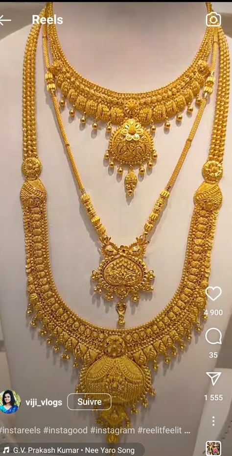 Gold Chain Haram Designs, Long Haar Gold Design, Bridal Long Haram Designs Gold, Bridal Sets Indian Wedding Jewelry Gold, Aaram Design Gold, Gold Necklace Set Bridal Indian, Sita Har Gold Design, Dubai Gold Necklace Designs, Long Necklace Gold Indian Bridal