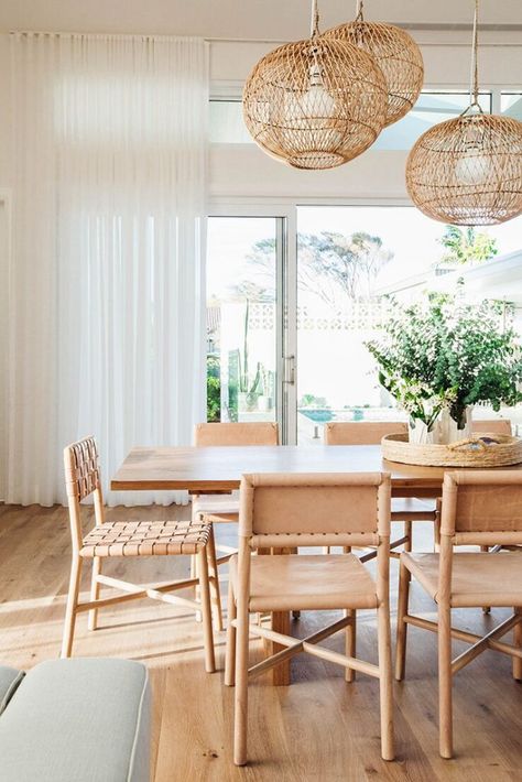 Luxury coastal home: Kyal and Kara’s Long Jetty home tour Organic Dining Room, Coastal Dining Room, Mediterranean Decor, Coastal Interiors, Design Del Prodotto, Dining Room Inspiration, Dining Room Design, My New Room, Cheap Home Decor