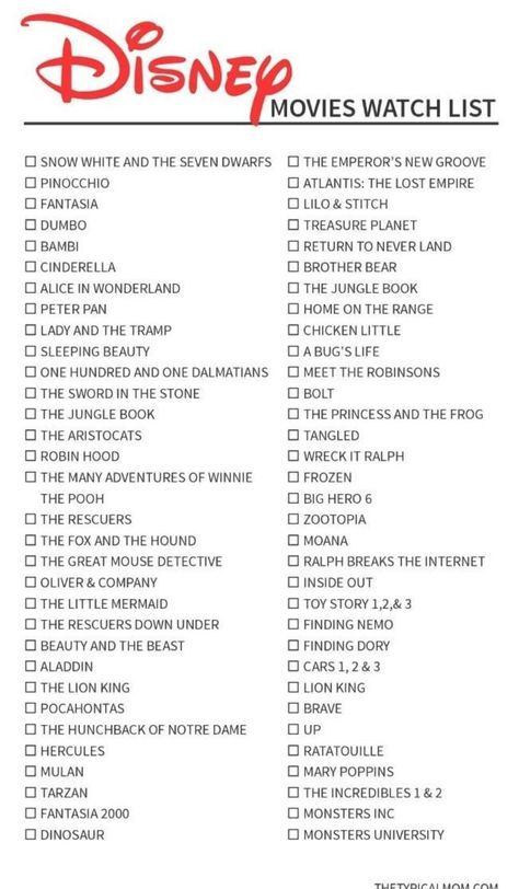 Disney original movies list is here so you can check off those classics you've seen and watch the others soon! We love all kinds of Disney printables. #disney #disneymovies #disneyprintables #freeprintables #movies #checklist Movie Watch List, Disney Original Movies List, Disney Movie Marathon, Disney List, Classic Movies List, Disney Original Movies, Movies Classic, Disney Movies List, Meet The Robinson