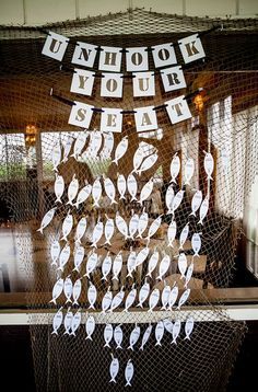 nautical place cards on Pinterest | Place Cards, Nautical Wedding ... Fishing Wedding Ideas, Nautical Place Cards, Beach Birthday Decorations, Fishing Themed Wedding, Seating Chart Ideas, Wedding Table Seating Chart, Wedding Favor Table, Fishing Wedding, Wedding Table Seating