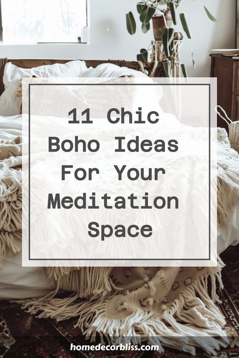 Discover 11 chic and boho-inspired ideas to elevate your meditation space. Create a calming oasis in your home with these beautiful decor suggestions that will help you find inner peace and serenity. Embrace the bohemian aesthetic and transform your meditation area into a tranquil retreat that enhances mindfulness and relaxation. Whether you prefer earthy tones, natural materials, or dreamy textiles, these ideas will inspire you to infuse your space with warmth and harmony. Rug For Yoga Room, Small Boho Home Ideas, Yoga Guest Room Ideas, Self Care Area In Room, Bedroom With Yoga Space, Meditation Nook Ideas, Calm Space Decor, Sacred Meditation Space, Meditation Room Ideas Decor Small Spaces