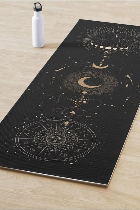 Elegant Chakras Moon Sacred Geometry Witchy  Yoga Mat Witch Yoga, Yoga Mat Pattern, Best Yoga Mat, Namastay In Bed, Custom Yoga Mat, Yoga Lover Gift, Meditation Mat, Gymnastics Mats, Yoga Inspo