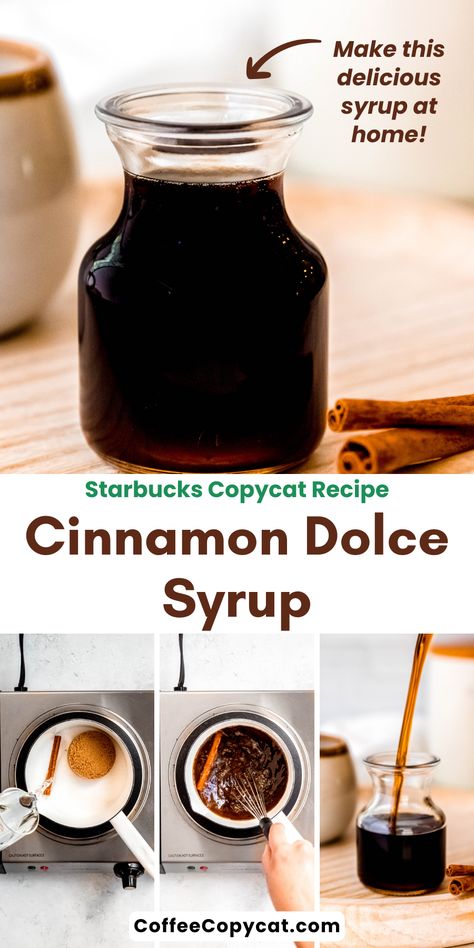 Diy Fall Coffee Syrup, Diy Cinnamon Dolce Syrup, Homemade Flavored Syrups For Coffee, Cinnamon Roll Coffee Syrup, Homemade Cinnamon Dolce Syrup, Honey Cinnamon Syrup, Healthy Simple Syrup, Syrup For Coffee Recipe, Coconut Syrup Recipe For Coffee