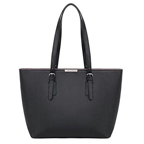 David Jones - Sac à Main Shopping Femme Grand Format - Lycée Fille - Cabas Fourre-Tout Porté Epaule Cuir PU Anse Longue - Shopper Grande Capacité A4 - Etudiante Travail - Noir David Jones