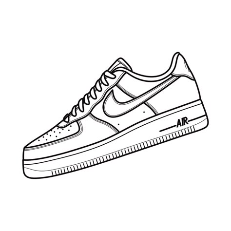 Nike Shoes Drawing Easy, Af1 Drawing, Nike Air Force 1 Drawing, Jordan Outline, Air Force 1 Art, Air Force 1 Drawing, Sneaker Outline, Shoe Outline, Air Force 1 Noir