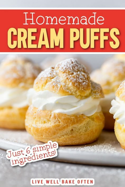 How to Make Homemade Cream Puffs Croatian Desserts, Cream Puffs Recipe Easy, Homemade Cream Puffs, Cream Puffs Easy, Cream Puffs Recipe, Cream Puff Filling, Classic French Desserts, Cream Puff Recipe, Puff Recipe