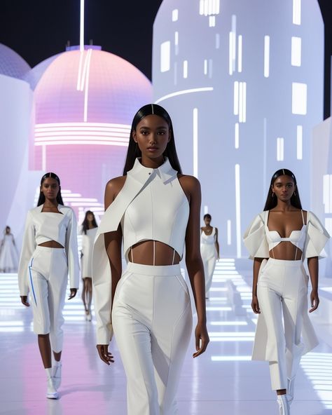 AI Fashion #future #fashion #aifashiondesign #aifashion #aiart #aiartwork #aiartist #futuristic Futuristic Minimalism Fashion, White Futuristic Outfit, Future Minimalism, Futuristic Fashion Women, Futuristic Photoshoot, Futuristic Elegance, Sneaky Link, Wearables Design, Fashion Future