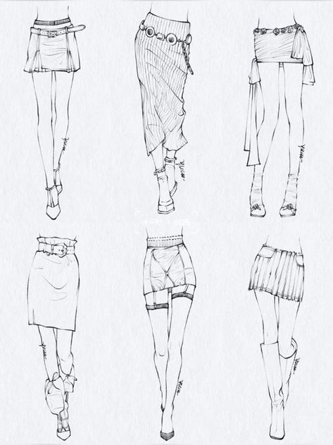 A collection of inspirations and techniques for using a fashion sketchbook effectively. Skirt Drawing Ideas, Maxi Skirt Drawing Reference, Body Fashion Drawing, Skirt Art Drawing, Cargo Skirt Drawing, Cute Skirt Drawing, Pencil Skirt Drawing, How To Draw Clothes On Bodies, Clothes Drawing Ideas Fashion Sketches