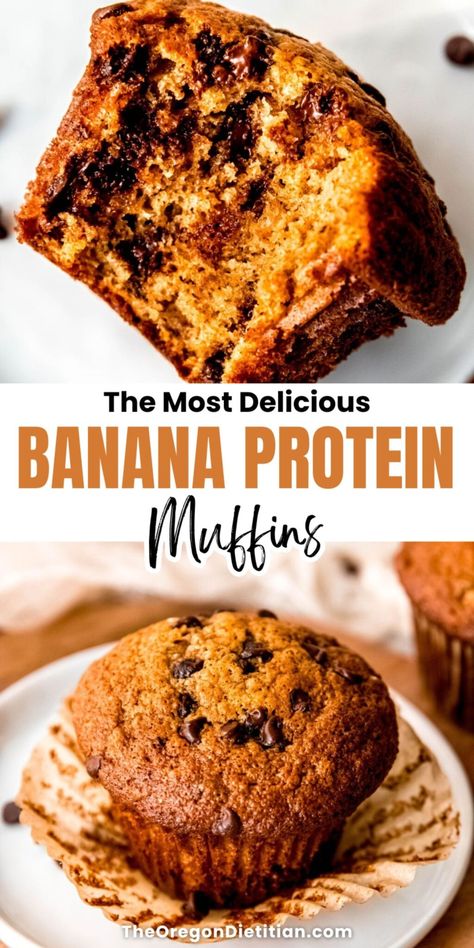 Banana Protein Muffins - The Oregon Dietitian Protein Recipe With Banana, Low Carb Banana Protein Muffins, Protein Banana Oatmeal Muffins, Best Protein Muffins, Freezer Protein Muffins, While 30 Muffins, Easy Protein Banana Muffins, Nutrient Dense Muffins, Protein Banana Nut Muffins