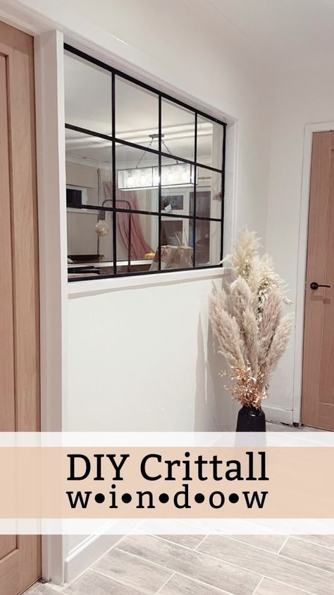 Crittal Windows Interior, Black Internal Windows, Hallway Renovation, Oak Internal Doors, Crittall Doors, Internal Window, Crittal Windows, Boho Decoration, Wood Effect Tiles