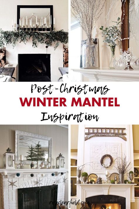 Winter Mantle Ideas, Winter Mantel Decorating Ideas, Post Christmas Decor, Winter Fireplace Decor, After Christmas Decorating, Decorating After Christmas, After Christmas Winter Decor, Decorating For Winter, Winter Decor After Christmas