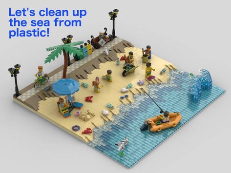 Lego Road Ideas, Lego Diy Projects, Lego Fish, Lego Road, Lego Beach, Lego Diorama, Lego Design Ideas, Lego House Ideas, Lego Village