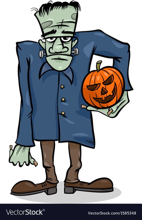 Frankenstein Cartoon, Animals In Halloween Costumes, Frankenstein Art, Halloween Frankenstein, Kid Friendly Halloween, Landscape Painting Tutorial, Frankenstein Halloween, Funny Caricatures, Black Halloween Dress