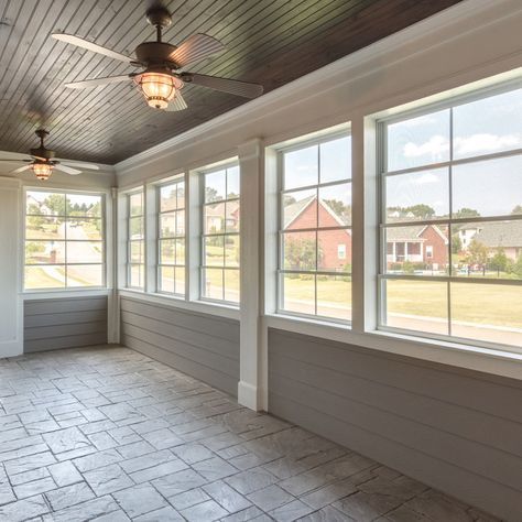 Porch To Sunroom Conversion, Porch To Sunroom, Four Seasons Room Addition, Rustic Sunroom, Sunroom Renovation, Porch Pictures, Four Season Sunroom, Sunroom Remodel, Sunroom Windows