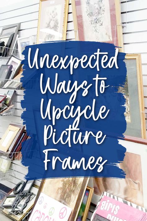 Picture frames are one of the most plentiful items you can find at thrift stores, and they're usually pretty inexpensive. Which makes them perfect for all sorts of upcycled and repurposed projects- whether they involve prints, photos, art or not! These reuse ideas will definitely inspire you to think outside of the box (or frame) and will rev your creative engine! Repurpose Wall Art, Frame Hanging Ideas, Thrift Store Pictures, Repurpose Picture Frames Diy, Repurpose Picture Frames, Upcycle Frames, Gallery Wall Images, Thrift Inspiration, Picture Frame Projects