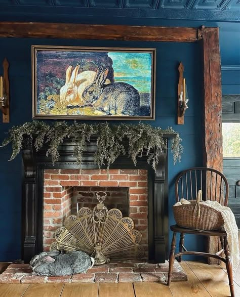 Irish Cottage Interiors, English Cottage Living Room, Moody Decor, English Country Cottage, Cottage Living Rooms, Faux Fireplace, Old Bricks, Room Paint Colors, Diy Fireplace