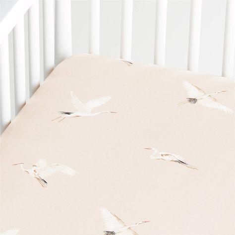 Organic Egret Crib Fitted Sheet + Reviews | Crate & Kids Baby Room Accent Wall, Pink Crib Sheets, Baby Bach, Crib Fitted Sheet, Toddler Sheets, Room Accent Wall, Organic Cotton Bedding, Bear Nursery, Baby Crib Bedding