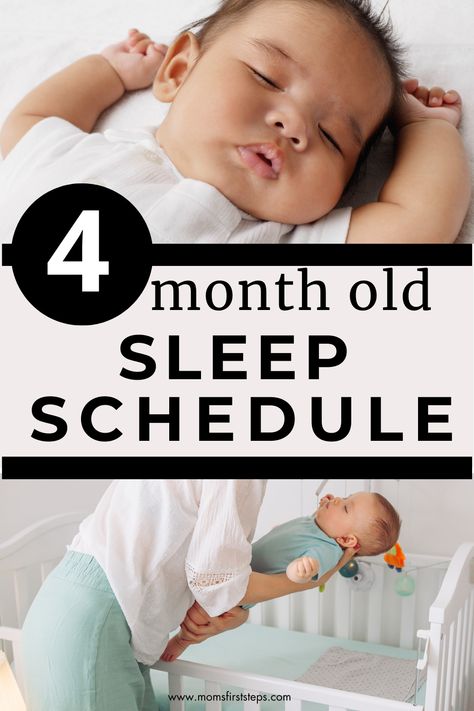 Sleep schedule for 4 month old plus expert tips for how to implement your 4 month old schedule. Includes age-appropriate wake windows, how to make it past the 4 month sleep regression, developmental milestones that impact sleep, and more! 5 Month Old Sleep, 6 Month Old Sleep, 3 Month Old Sleep, 4 Month Old Sleep, Newborn Wont Sleep, Wake Windows, Gentle Sleep Training, 5 Month Old Baby, 4 Month Old Baby