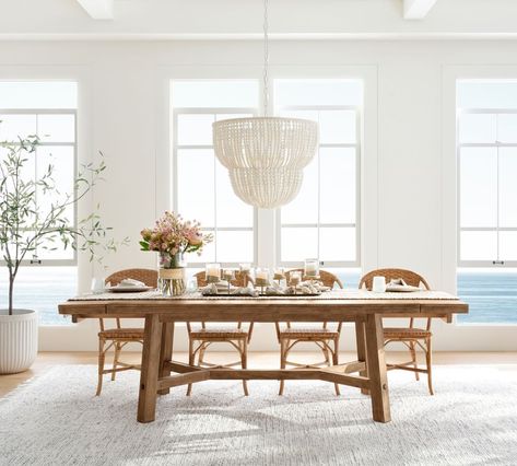 Modern Farm Dining Table, Dining Table Pottery Barn, Coastal Dining Table, Canva Presentation, Rustic Farmhouse Dining Table, Coastal Dining Room, Color Terracota, Extending Dining Table, Farmhouse Dining Table