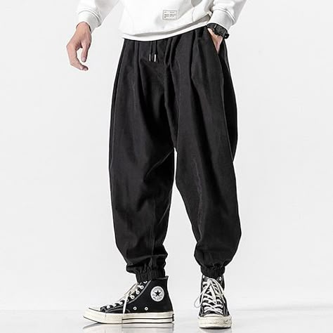 Harem Pants Fashion, Male Pants, Harem Pants Men, Mens Trousers Casual, Streetwear Male, Jogger Pants Casual, Black Pants Men, Streetwear Pants, Streetwear Mode