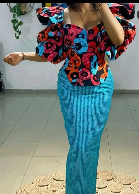 28 Stunning Ankara Skirt and Blouse Styles for the Modern Woman – Svelte Magazine Skirt And Blouse Material Style, Two Wrapper And Blouse Styles, Simple Ankara Gown Styles, Ankara Skirt Styles, Ankara Skirt And Blouse Styles, Skirt And Blouse Styles, Ankara Dress Designs, Classy Short Dresses, Ankara Short Gown Styles