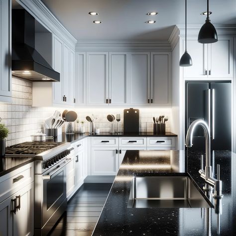 Black and white quartz countertops