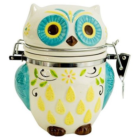 Boston Warehouse Hinged Jar with Floral Owl Design Boston Warehouse http://smile.amazon.com/dp/B00K7HQ9UG/ref=cm_sw_r_pi_dp_gvMcxb0EC9F44 Owl Kitchen Decor, Owl Kitchen, Warehouse Shelving, Owl Mug, Ceramic Canister, Ceramic Owl, Owl Decor, Mug With Lid, Owl Design