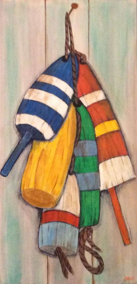 Lobster Buoys Painting, Painting Lobster Bouys, Buoy Painting, Painted Buoys, Nautical Painting Ideas, Buoys Art, Nautical Painting, Boat Drawing, Beach Art Painting