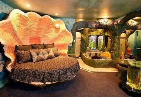 Clam shell bed, vacation Themed Hotel Rooms, Mermaid Bedding, Mermaid Room, Awesome Bedrooms, Black Swan, Beautiful Bedrooms, Dream Bedroom, Room Themes, My New Room