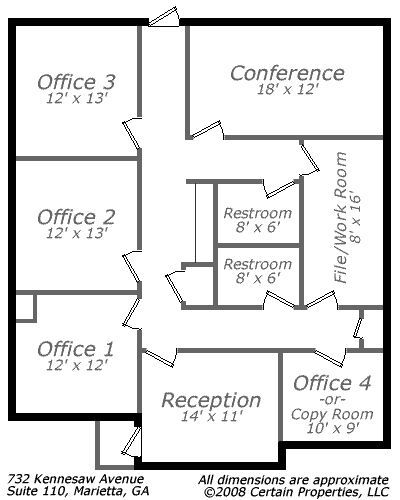 Office Building Ideas, Small Office Layout, Office Building Plans, Office Layout Plan, Chiropractic Office Design, Law Office Design, Farm Office, Simple Floor Plans, Office Floor Plan