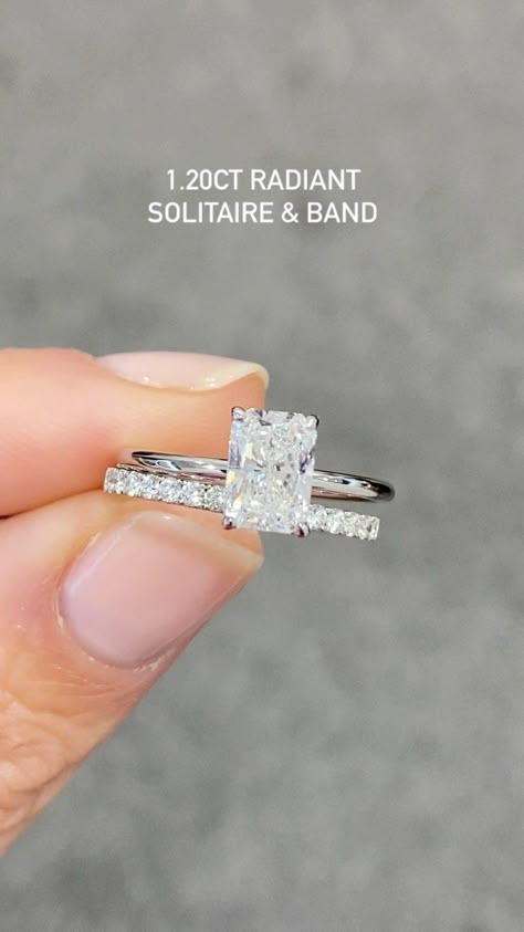 Wedding Bands For Women Rectangle, Simple Engagement Ring With Diamond Wedding Band, 1.2 Carat Radiant Engagement Ring, Wedding Band Radiant Engagement Ring, Square Engagement Rings Silver Band, Engagement Rings Basic, 1.25 Carat Radiant Engagement Ring, Small Rectangular Engagement Ring, Rectangke Engagement Rings