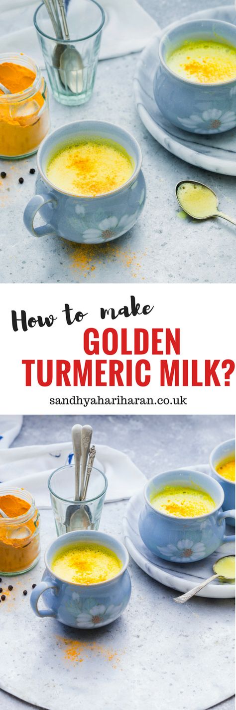 How to make this incredibly easy GOLDEN TURMERIC MILK at home in 5 minutes with really basic ingredients from you pantry? #turmeric #goldenturmericmilk Turmeric Milk Tea, Turmeric Milk Recipe, Ayurvedic Drinks, Homemade Chai Tea, Golden Milk Recipe, Hot Drinks Recipes, Turmeric Milk, Clean And Delicious, Turmeric Latte