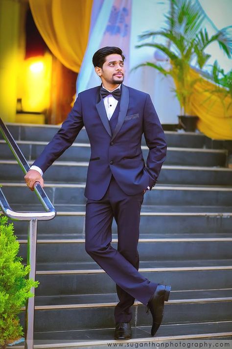 Suits and bow-tie make you look dashing and gracious. www.shopzters.com Wedding Pose For Men, Groom Poses Indian Wedding Suit, Groom Photoshoot Indian Poses, Wedding Groom Poses Indian, Engagement Photos Groom, Wedding Poses Groom, Boy Wedding Poses, Groom Poses Single, Engagement Groom Poses