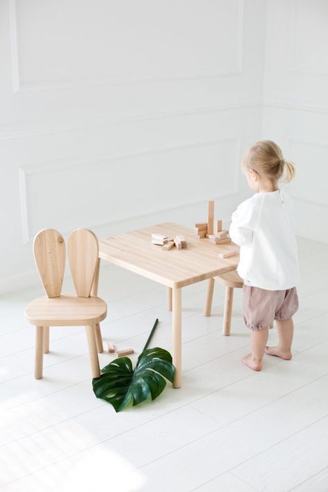 How adorable is this bunny eared chair and table combo? http://petitandsmall.com/cutest-toddler-play-table/ Toddler Play Table, Montessori Table And Chair, Montessori Table, Kids Wooden Table, Kids Play Table, Kids Activity Table, Chair And Table, Toddler Table And Chairs, Toddler Table