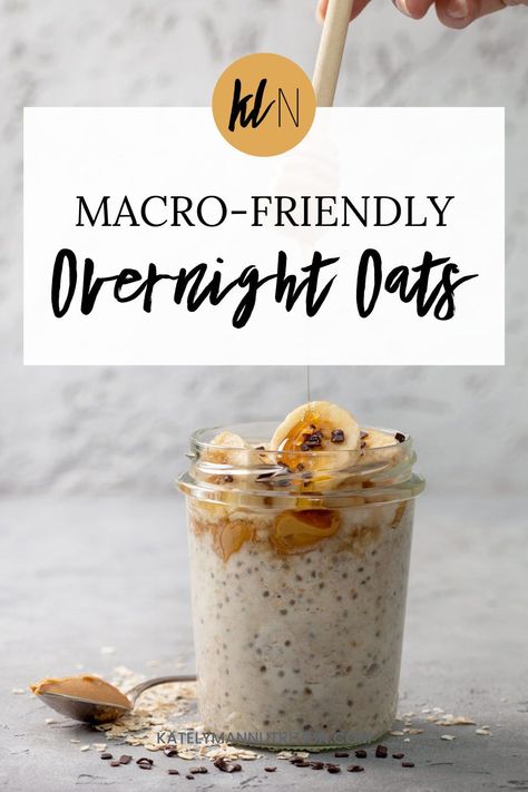 Protein Overnight Oats Macros, Macro Friendly Yogurt Parfait, Overnight Oats Recipe Macros, Good Macro Breakfast, Healthy Macros Breakfast, Quick Macro Friendly Breakfast, Macro Meals Breakfast, Macro Breakfast Meal Prep, Macro Friendly Overnight Oats Recipe