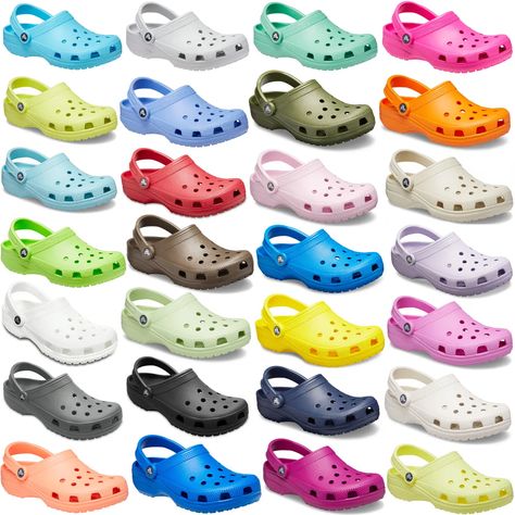 Discover the footwear sensation that's taking the world by storm: Crocs! These iconic shoes combine unbeatable comfort with trendy style, making them a must-have for anyone seeking the perfect blend of fashion and practicality. Slip into the lightweight, cushioned Croslite material and experience a whole new level of comfort that molds to your feet. From vibrant colors to versatile designs, Crocs are the go-to choice for any occasion. Try them on and join the Crocs craze today! Pistachio Candy, Cheap Crocs, Cool Crocs, White Crocs, Orange Sorbet, Pink Banana, Ballerina Pink, Crocs Men, Crocs Classic Clogs