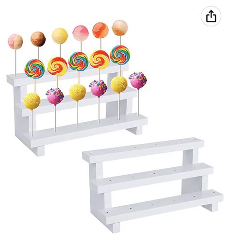 Decorative cake pop stands for vendor events Cake Pop Display, Cake Pop Holder, Lollipop Display, Cake Pop Displays, Cake Pop Stands, Cake Holder, Bazaar Ideas, Wood Cake, Display Risers