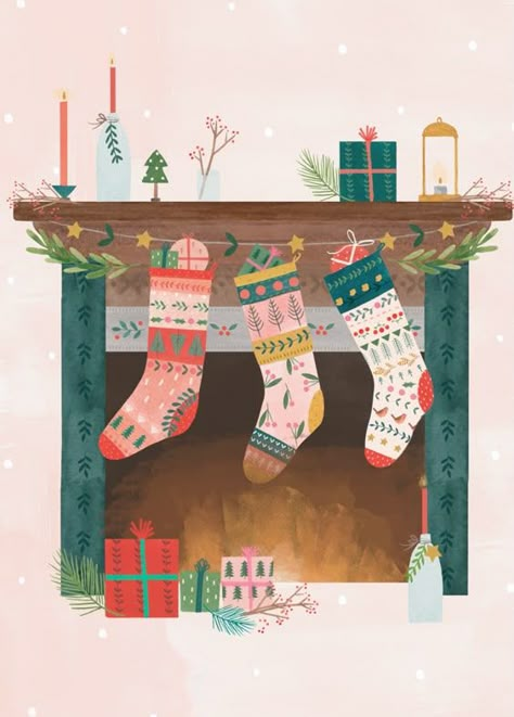 Personalised Chimney And Stockings Christmas Card - Large Christmas illustration #christmasillustration Christmas illustrations #christmasillustrations #christmas #illustration #illustrations Merry christmas #merrychristmas  18.86 Christmas Bookshelf, Pastel Christmas Decor, Christmas Card Illustration, Images Hello Kitty, Christmas Color Palette, Christmas Iphone, Stockings Christmas, Christmas Card Art, Christmas Illustrations