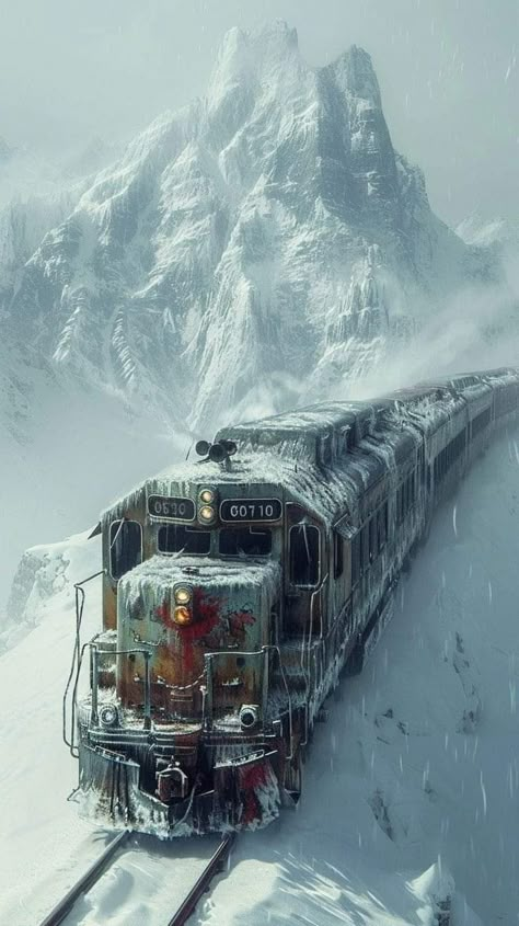 Snowing Aesthetic Wallpaper, Snow Train, Train Artwork, Apocalypse Landscape, Steam Trains Photography, Train Wallpaper, Railroad Art, Train Photography, Train Art