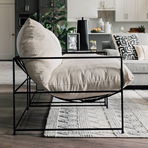 Urban Barn sur Instagram : « Looking for the perfect place to perch in your small space? Select seating with a slim frame, clean lines and an airy feel to suit condo… » Bunky Ideas, Fur Chair, White Accent Chair, Contemporary Accent Chair, Contemporary Armchair, Urban Barn, Slim Frame, Single Sofa, Furniture Design Modern