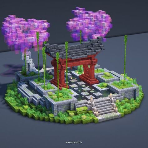 Minecraft Ender Egg Display, Minecraft Japanese Pathway, Idea For Minecraft, Japanese Zen Garden Minecraft, Minecraft Japanese Pond, Japanese Walls Minecraft, Japanese Arch Minecraft, Mc Japanese Build, Japanese Base Minecraft