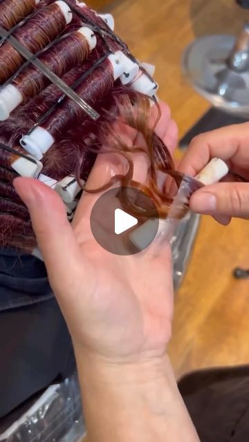 Hairbrained on Instagram: "A lil drop will do ya💡 Awesome save from @angie_hunt_ ・・・ Shades EQ to the Rescue⚠️⚠️⚠️⚠️ Watch perm solution STRIP out her red colored hair in minutes. It’s recommend to wait at least 2 weeks to color hair after a perm. But, Redken’s got your back with only 1 cap of Shades EQ on level in the perm’s neutralizer to refresh any hot spots. No processing solution needed‼️⁉️Nice little add-on service to have your perm shine! Would you try it?? #crafthaircolor #hairbrained" Straight To Perm Before And After, Perm Curl Sizes, Piggy Back Perm Long Hair, Perm Rod Sizes And Results Curls, Curl Perm Before And After, How To Do A Perm At Home, Permed Hairstyles Before And After, 2024 Perm Hair, Perm Sizes Curls