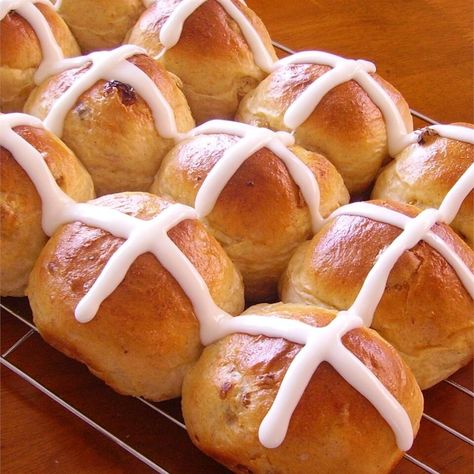 Hot Cross Buns I Recipe | Allrecipes Easter Brunch Treats, Easter Brunch Recipes, Cross Buns Recipe, Hot Cross Buns Recipe, Panini Recipes, Easter Recipe, Recipes Sandwiches, Buns Recipe, Easter Bread