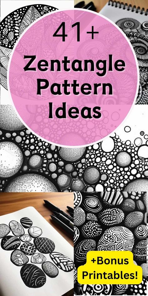 Ignite your creativity with a collection of 40+ Zentangle Patterns! Whether you're new to Zentangle art or an experienced artist, these diverse patterns cater to beginners and advanced practitioners alike. Explore simple designs for beginners and intricate patterns for more advanced artists, offering something for everyone to discover and enjoy. #ZentanglePatterns #CreativeInspiration #ArtisticExpression How To Do Zentangle Patterns, Zentangle Patterns Beginners, Zentangle Printables Free, Tangle Art Patterns Simple, Free Zentangle Patterns Printables, Zantangle Art Artwork Easy, Zentagle Art Zentangle Patterns, Drawing Ideas Zentangle, Zen Tangles Patterns